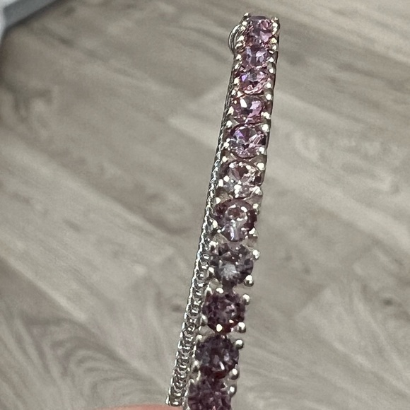 SWAROVSKI Antique Pink Crystal Sterling Silver BOLO Bar Bracelet - Picture 5 of 14